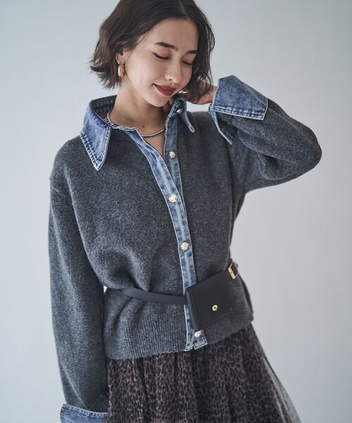 Remind me and forever（リマインドミーアンドフォーエバー）の「【WEB限定】【nane】デニムドッキングカーディガン（カーディガン/ボレロ・レディース・グレー/チャコールグレー/ブラウン/ネイビー・FREE）」の18枚目の写真