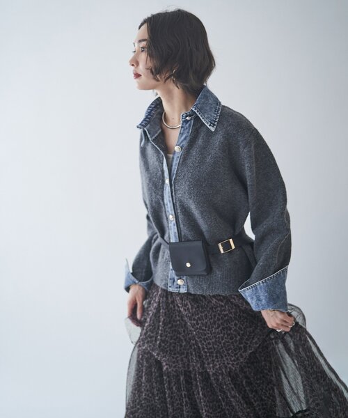 Remind me and forever（リマインドミーアンドフォーエバー）の「【WEB限定】【nane】デニムドッキングカーディガン（カーディガン/ボレロ・レディース・グレー/チャコールグレー/ブラウン/ネイビー・FREE）」の20枚目の写真