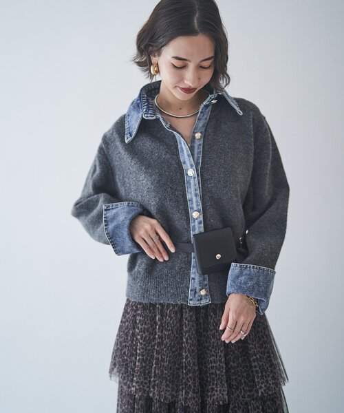 Remind me and forever（リマインドミーアンドフォーエバー）の「【WEB限定】【nane】デニムドッキングカーディガン（カーディガン/ボレロ・レディース・グレー/チャコールグレー/ブラウン/ネイビー・FREE）」の21枚目の写真