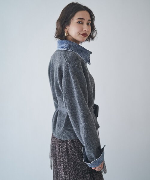 セール】【WEB限定】【nane】デニムドッキングカーディガン