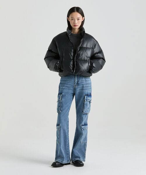 MUSINSA STANDARD WOMAN（ムシンサスタンダードウーマン）の「ウィメンズセミブーツカットマルチカーゴデニムパンツ[ミディアムインディゴ]（デニムパンツ・レディース・その他・30/24/25/26/27/28/29）」の13枚目の写真