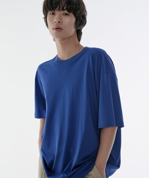 MUSINSA STANDARD（ムシンサスタンダード）の「[クールタンダード] オーバーサイズクルーネックTシャツ [ブルー]（Tシャツ/カットソー・メンズ・その他・LARGE/X-LARGE/XX-LARGE/XXX-LARGE）」の3枚目の写真