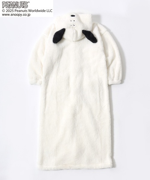 PEANUTS（ピーナッツ）の「PEANUTS SNOOPY（ピーナッツ スヌーピー）キャラクターなりきりボアフリースくるまろん（ガウン/バスローブ・レディース・オフホワイト・M-L）」の7枚目の写真