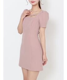 パフスリーブレースアップミニワンピース