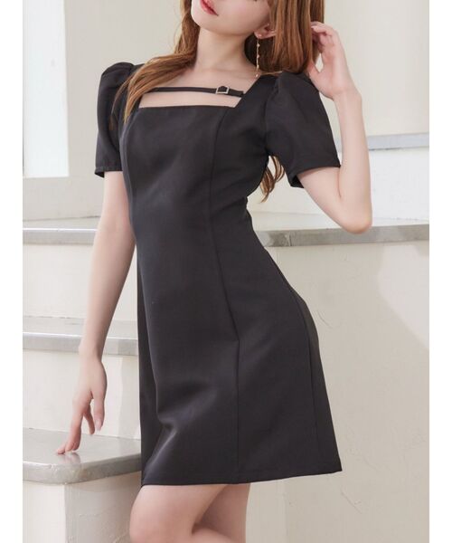 EATME（イートミー）の「パフスリーブレースアップミニワンピース（ワンピース・レディース・ピンク/オレンジ/ブラック・SMALL/MEDIUM）」の2枚目の写真