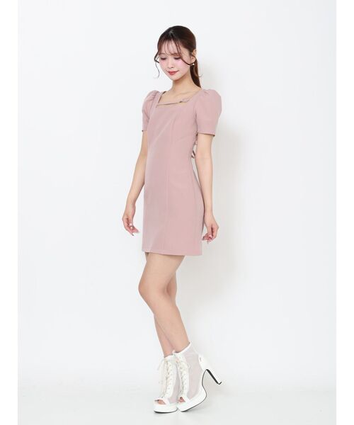 EATME(イートミー)の「パフスリーブレースアップミニワンピース(ワンピース・レディース・ピンク/オレンジ/ブラック・SMALL/MEDIUM)」の7枚目の写真