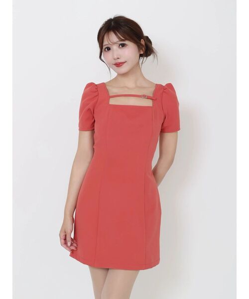 EATME（イートミー）の「パフスリーブレースアップミニワンピース（ワンピース・レディース・ピンク/オレンジ/ブラック・SMALL/MEDIUM）」の16枚目の写真