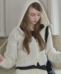 Birthday room | ケーブルニットダブルジップパーカー/Cable knit double zip hoodie(パーカー)