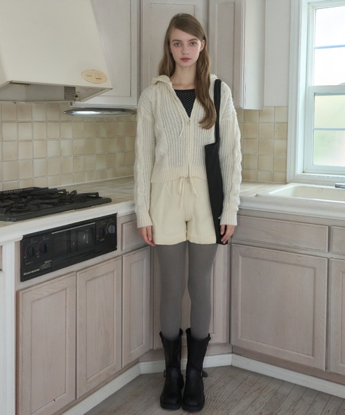 Birthday room（バースデイルーム）の「ケーブルニットダブルジップパーカー/Cable knit double zip hoodie（パーカー・レディース・グレー/アイボリー/ネイビー・FREE）」の5枚目の写真