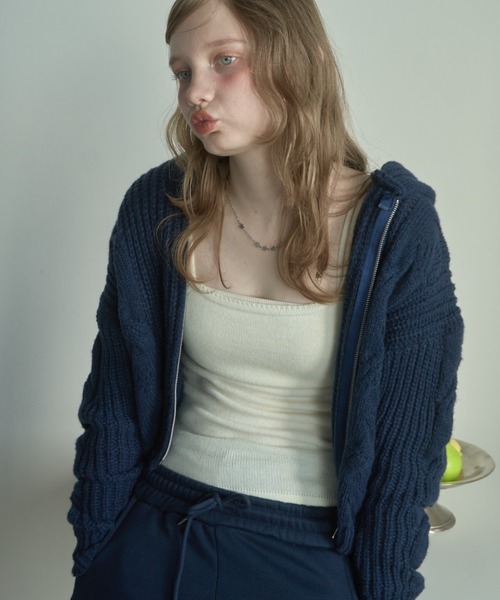 Birthday room（バースデイルーム）の「ケーブルニットダブルジップパーカー/Cable knit double zip hoodie（パーカー・レディース・グレー/アイボリー/ネイビー・FREE）」の16枚目の写真