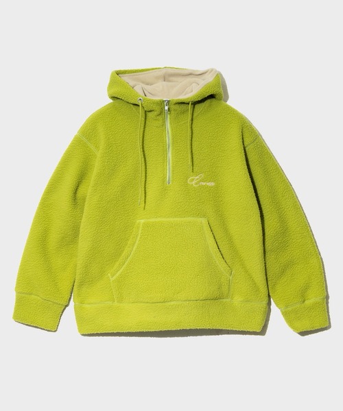 go slow caravan(ゴースローキャラバン)の「GENTIL/ジャンティー ネップボア x フリース ハーフジップパーカー(パーカー・レディース・グリーン/オレンジ・FREE)」の2枚目の写真