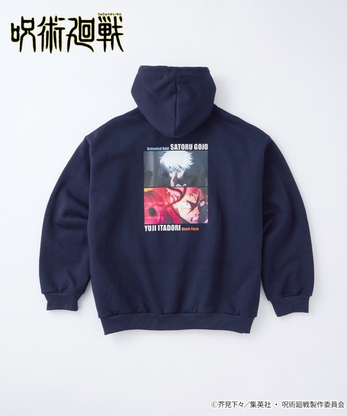 呪術廻戦(ジュジュツカイセン)の「【呪術廻戦】<ZOZO期間限定販売>グラフィックデザイン オーバーサイズ裏起毛プルオーバーパーカー / 虎杖悠仁・五条 悟(パーカー・メンズ・オートミール/スミクロ/ネイビー・M/L)」の20枚目の写真
