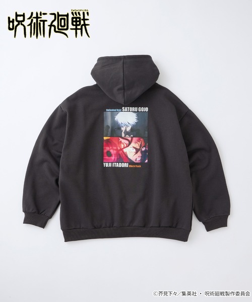 呪術廻戦(ジュジュツカイセン)の「【呪術廻戦】<ZOZO期間限定販売>グラフィックデザイン オーバーサイズ裏起毛プルオーバーパーカー / 虎杖悠仁・五条 悟(パーカー・メンズ・オートミール/スミクロ/ネイビー・M/L)」の4枚目の写真