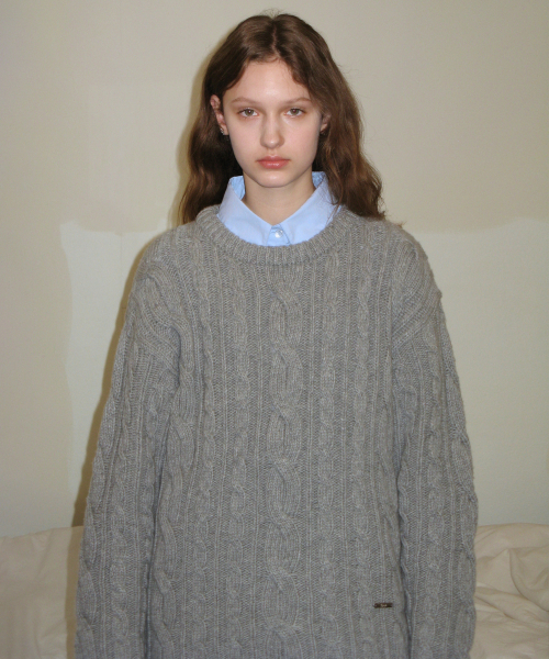 SINOON（シヌーン）の「TWO-WAY CABLE TURTLENECK KNIT (MELANGE GREY)（ニット/セーター・レディース・その他・FREE）」の2枚目の写真