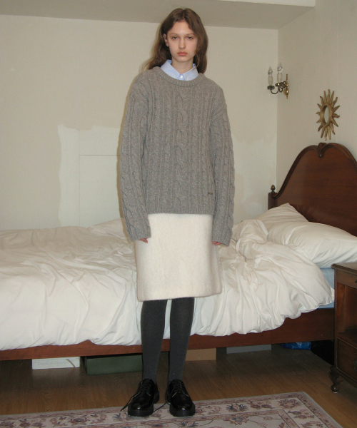 SINOON（シヌーン）の「TWO-WAY CABLE TURTLENECK KNIT (MELANGE GREY)（ニット/セーター・レディース・その他・FREE）」の3枚目の写真