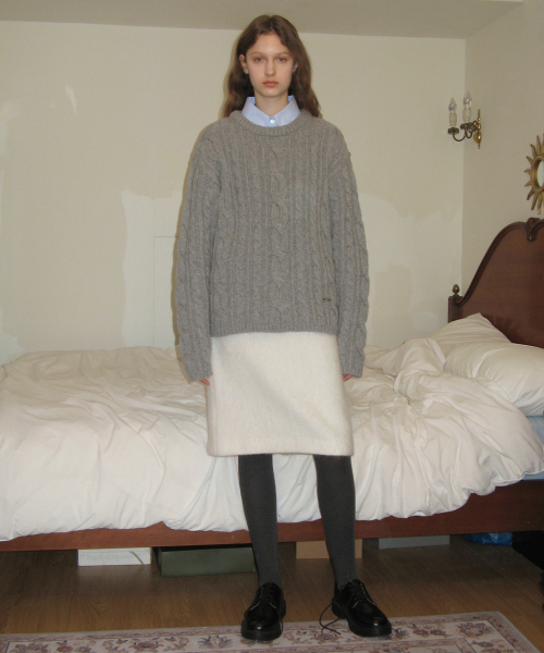 SINOON（シヌーン）の「TWO-WAY CABLE TURTLENECK KNIT (MELANGE GREY)（ニット/セーター・レディース・その他・FREE）」の4枚目の写真