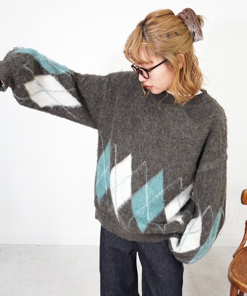 gossara（ゴサラ）の「アーガイルニットPO（ニット/セーター・レディース・グレー/ブラウン/ネイビー・FREE）」の6枚目の写真