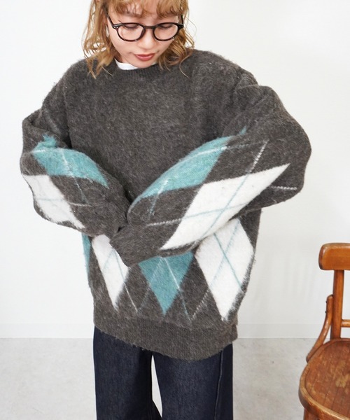 gossara（ゴサラ）の「アーガイルニットPO（ニット/セーター・レディース・グレー/ブラウン/ネイビー・FREE）」の7枚目の写真