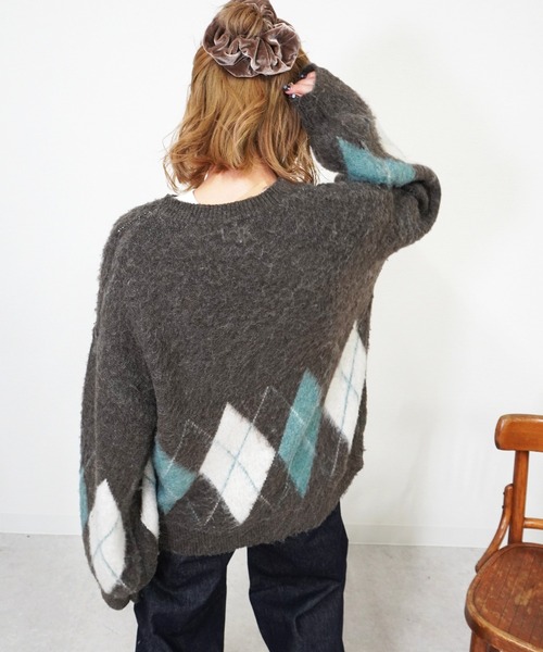 gossara（ゴサラ）の「アーガイルニットPO（ニット/セーター・レディース・グレー/ブラウン/ネイビー・FREE）」の8枚目の写真