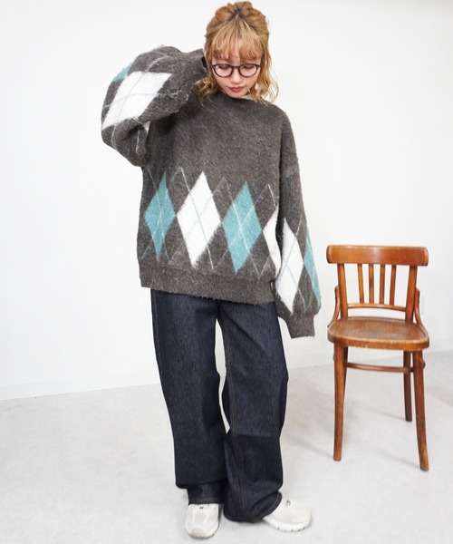 gossara（ゴサラ）の「アーガイルニットPO（ニット/セーター・レディース・グレー/ブラウン/ネイビー・FREE）」の9枚目の写真