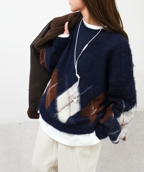 gossara（ゴサラ）の「アーガイルニットPO（ニット/セーター・レディース・グレー/ブラウン/ネイビー・FREE）」の21枚目の写真