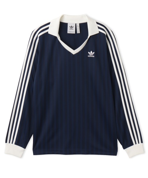 adidas(アディダス)の「adidas ADICOLOR PIQUE FOOTBALL LONG SLEEVE / アディダス アディカラー ピケ フットボール ロングスリーブ(ジャージ・メンズ・ネイビー・XXL/XL/M/L/S)」の1枚目の写真