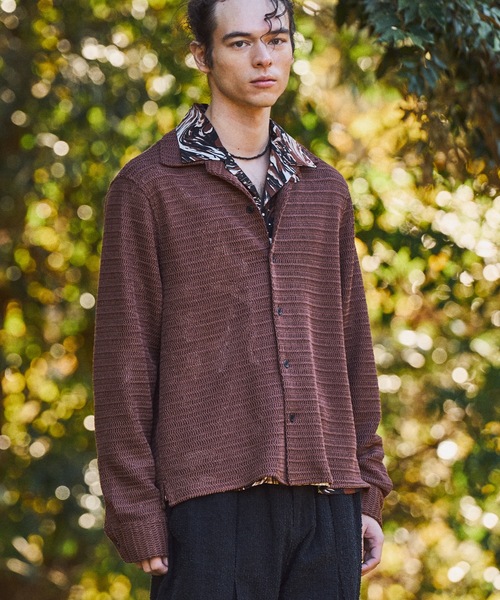 CASPER JOHN（キャスパージョン）の「Wave knit shirts/ウェーブニットシャツ（シャツ/ブラウス・メンズ・ブラック/ピンク/ブラウン/ホワイト/ミント・SMALL/X-SMALL/LARGE/MEDIUM）」の3枚目の写真