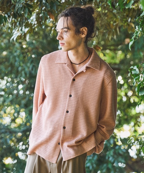 CASPER JOHN（キャスパージョン）の「Wave knit shirts/ウェーブニットシャツ（シャツ/ブラウス・メンズ・ブラック/ピンク/ブラウン/ホワイト/ミント・SMALL/X-SMALL/LARGE/MEDIUM）」の5枚目の写真