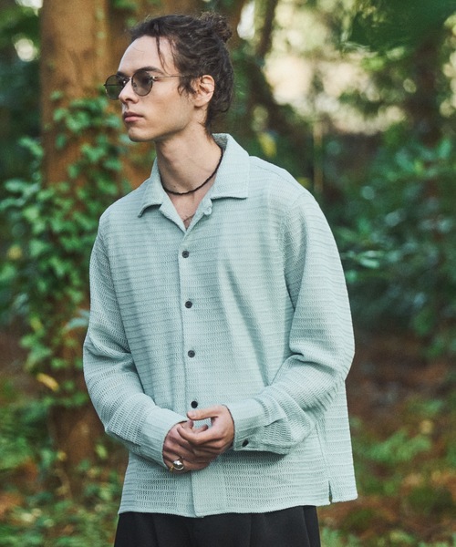CASPER JOHN（キャスパージョン）の「Wave knit shirts/ウェーブニットシャツ（シャツ/ブラウス・メンズ・ブラック/ピンク/ブラウン/ホワイト/ミント・SMALL/X-SMALL/LARGE/MEDIUM）」の4枚目の写真