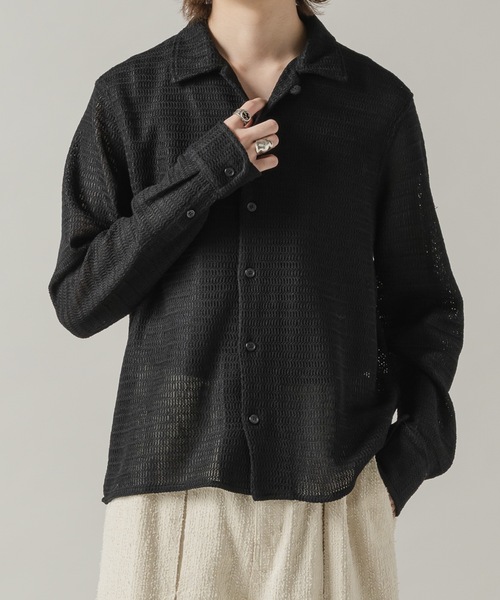 CASPER JOHN（キャスパージョン）の「Wave knit shirts/ウェーブニットシャツ（シャツ/ブラウス・メンズ・ブラック/ピンク/ブラウン/ホワイト/ミント・SMALL/X-SMALL/LARGE/MEDIUM）」の7枚目の写真