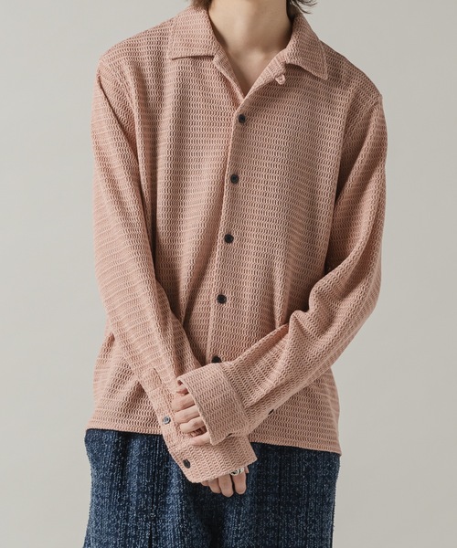 CASPER JOHN（キャスパージョン）の「Wave knit shirts/ウェーブニットシャツ（シャツ/ブラウス・メンズ・ブラック/ピンク/ブラウン/ホワイト/ミント・SMALL/X-SMALL/LARGE/MEDIUM）」の16枚目の写真