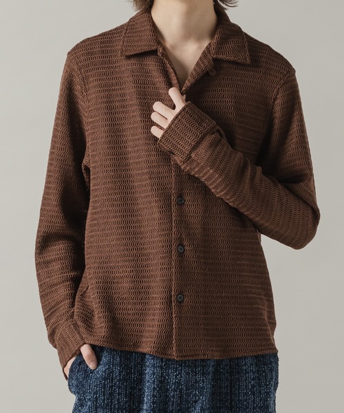 CASPER JOHN（キャスパージョン）の「Wave knit shirts/ウェーブニットシャツ（シャツ/ブラウス・メンズ・ブラック/ピンク/ブラウン/ホワイト/ミント・SMALL/X-SMALL/LARGE/MEDIUM）」の11枚目の写真