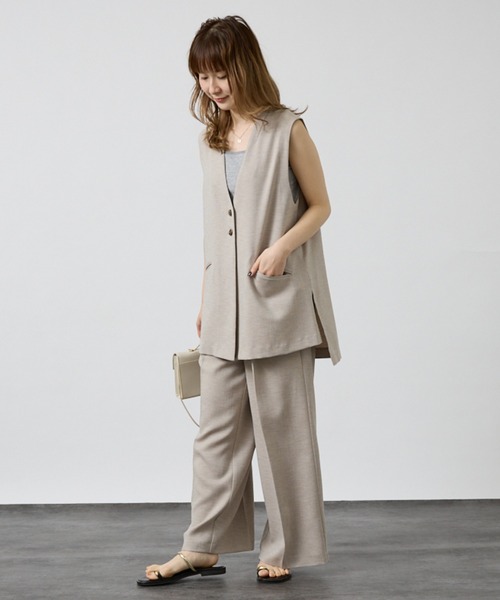 DESIGNWORKS(デザインワークス)の「【セットアップ対応】オーバーザリネンワイドパンツ(その他パンツ・レディース・ベージュ/グレー・フリー)」の8枚目の写真