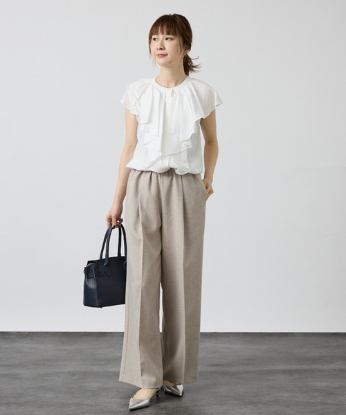 DESIGNWORKS(デザインワークス)の「【セットアップ対応】オーバーザリネンワイドパンツ(その他パンツ・レディース・ベージュ/グレー・フリー)」の4枚目の写真