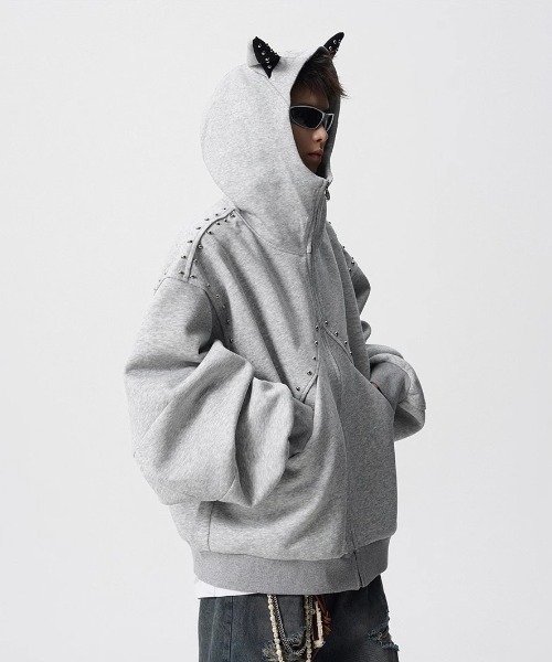 セール】【26年春夏新作】耳付き切り替えリベットジップアップデビル