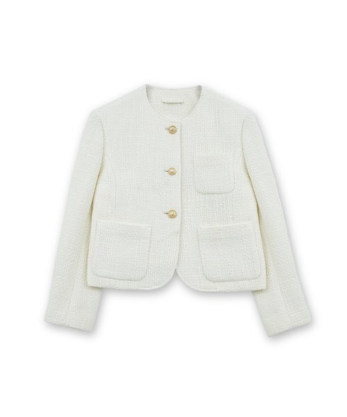 Wツイードジャケット、アイボリー