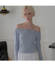 C EYELET RIBBON TIED T_LIGHT BLUE