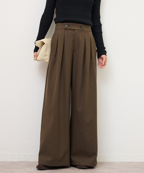 JOURNAL STANDARD relume(ジャーナルスタンダード レリューム)の「《追加2》ウォッシャブルサージストレッチタックワイドパンツ(スラックス・レディース・ブラウン系その他/チャコールグレー/ブラック・36/38)」の3枚目の写真