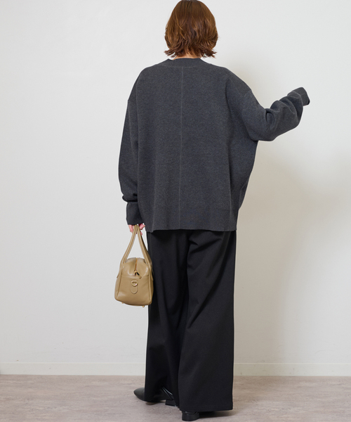 JOURNAL STANDARD relume(ジャーナルスタンダード レリューム)の「《追加2》ウォッシャブルサージストレッチタックワイドパンツ(スラックス・レディース・ブラウン系その他/チャコールグレー/ブラック・36/38)」の4枚目の写真