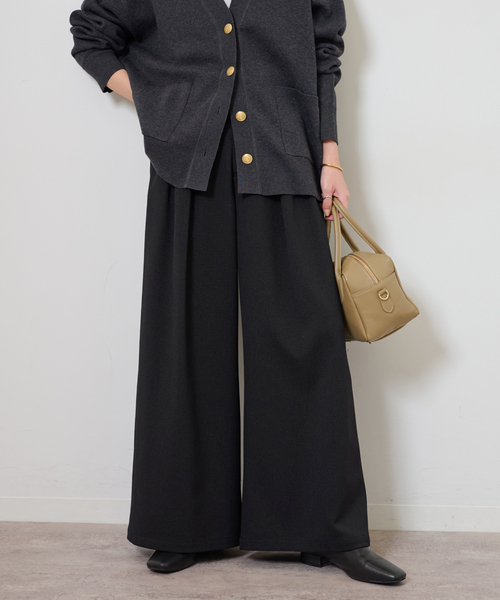JOURNAL STANDARD relume(ジャーナルスタンダード レリューム)の「《追加2》ウォッシャブルサージストレッチタックワイドパンツ(スラックス・レディース・ブラウン系その他/チャコールグレー/ブラック・36/38)」の6枚目の写真