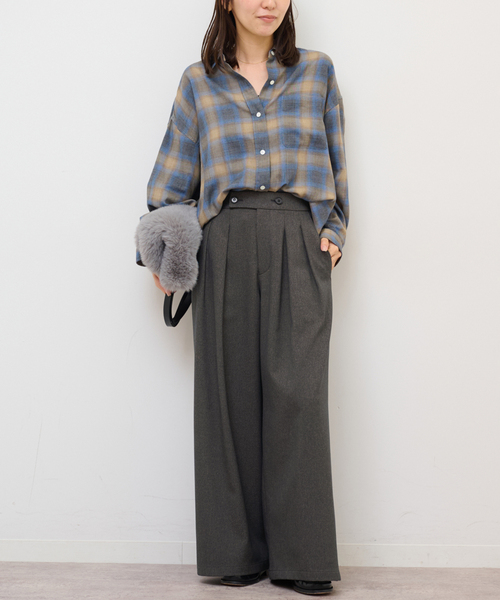 JOURNAL STANDARD relume(ジャーナルスタンダード レリューム)の「《追加2》ウォッシャブルサージストレッチタックワイドパンツ(スラックス・レディース・ブラウン系その他/チャコールグレー/ブラック・36/38)」の9枚目の写真