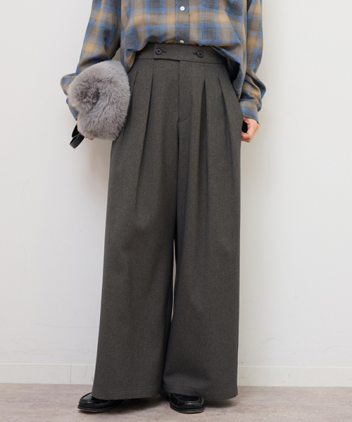 JOURNAL STANDARD relume(ジャーナルスタンダード レリューム)の「《追加2》ウォッシャブルサージストレッチタックワイドパンツ(スラックス・レディース・ブラウン系その他/チャコールグレー/ブラック・36/38)」の11枚目の写真