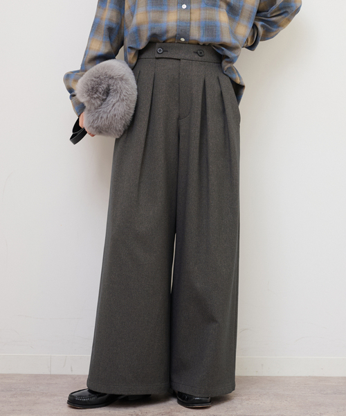 JOURNAL STANDARD relume(ジャーナルスタンダード レリューム)の「《追加2》ウォッシャブルサージストレッチタックワイドパンツ(スラックス・レディース・ブラウン系その他/チャコールグレー/ブラック・36/38)」の12枚目の写真