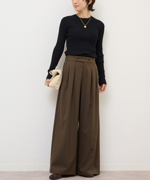 JOURNAL STANDARD relume(ジャーナルスタンダード レリューム)の「《追加2》ウォッシャブルサージストレッチタックワイドパンツ(スラックス・レディース・ブラウン系その他/チャコールグレー/ブラック・36/38)」の22枚目の写真