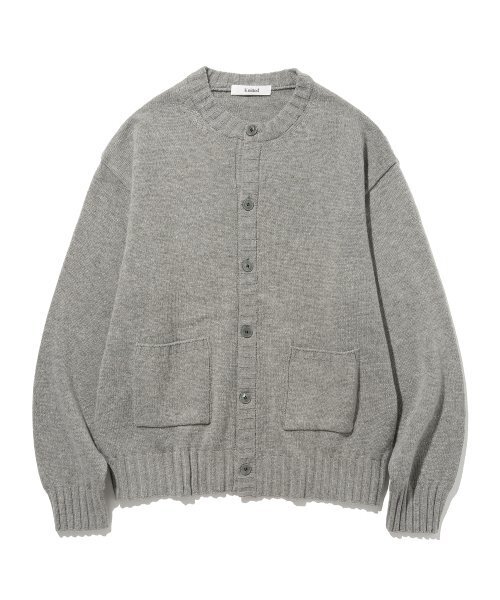 カシミヤウールポケットラウンドカーディガン GREY