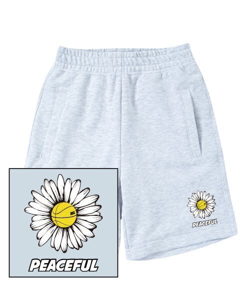 TRIPSHION(トリップション)の「DAISY PEACEFUL LOGO スウェットハーフパンツ - ホワイト(その他パンツ・メンズ・その他・LARGE/MEDIUM/X-LARGE)」の1枚目の写真