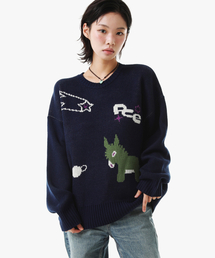 PIECEMAKER（ピースメーカー）の「DONKEY JACQUARD KNIT PULLOVER (NAVY)（ニット/セーター）」
