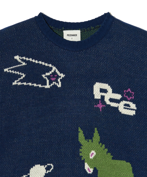 PIECEMAKER(ピースメーカー)の「DONKEY JACQUARD KNIT PULLOVER (NAVY)(ニット/セーター・レディース・その他・FREE)」の5枚目の写真