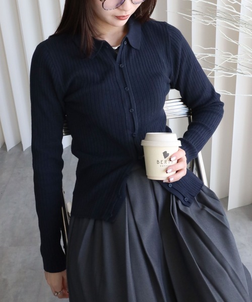 YENNA（イェンナ）の「襟付きニットカーディガン（ニット/セーター・レディース・アイボリー/ネイビー/ブラック・FREE）」の21枚目の写真