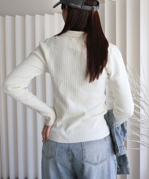 YENNA（イェンナ）の「襟付きニットカーディガン（ニット/セーター・レディース・アイボリー/ネイビー/ブラック・FREE）」の9枚目の写真